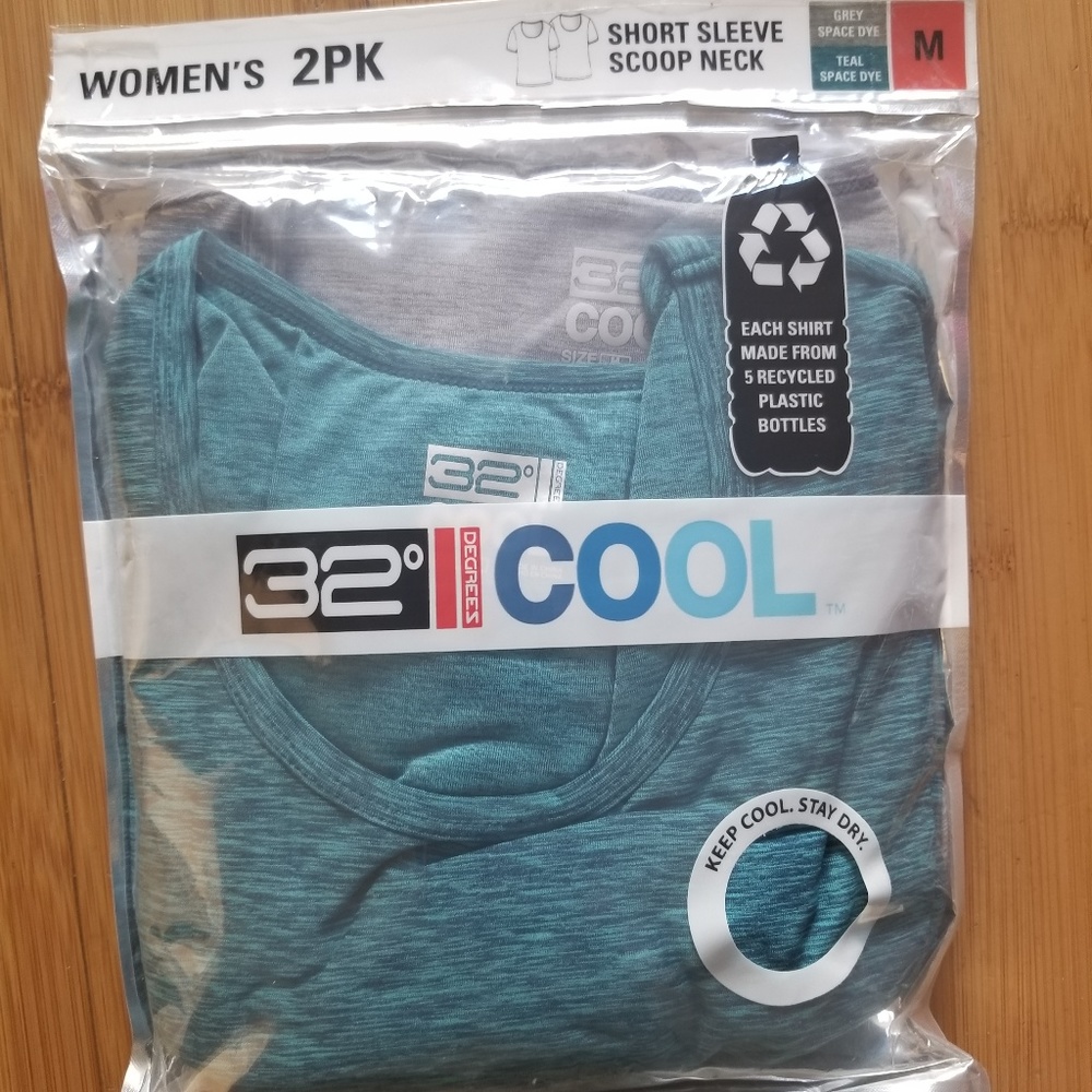 Womens 32 Degrees Cool 2PK Short Sleeve Size M